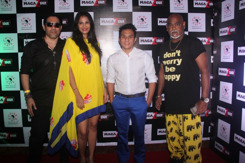 Savio John Pereira, super model-actor Rupali Suri, Ankit Tamang and Vinod Kambli  at the opening of Chinagate Group's Magazine Cafe.JPG