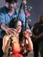 Anand Oberoi of Oberoi IBC & Sunny Leone share a moment at the IARRA sunglasses shoot, initiative by Oberoi IBC at Filmistan Studios 2