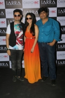 Dabboo Ratnani, Sunny Leone and Anand Oberoi of Oberoi IBC at the IARRA sunglasses shoot, initiative by Oberoi IBC at Filmistan Studios